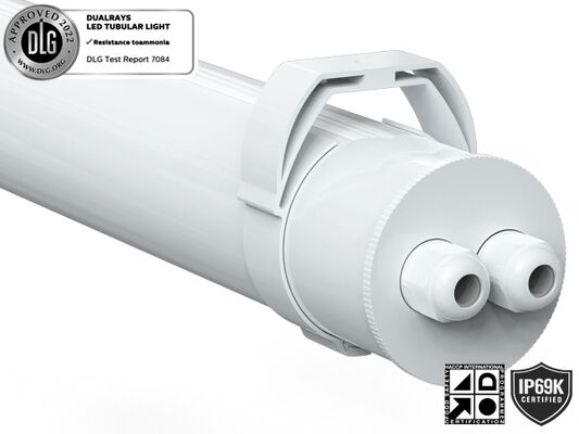0.6m 20W IP69K IK10 TB7 LEDチューブライト、3または5線貫通リンク可能、DIPスイッチ切替式電力/3CCT/3相切替