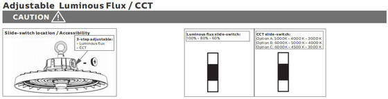 HB3H DIP 切り替え可能な電源と3CCT UFO LED 高湾灯 100W 150LPW 20W/30W @ 3 時間 緊急機能オプション