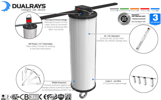 Dualrays D2シリーズ50Wは屋外および屋内LEDの三証拠LEDライト160LMW 5ftに長く当て木をする