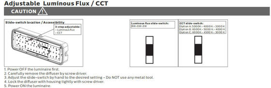 バルクヘッド LED ポーチ ライト 8W、3CCT および電源切り替え可能