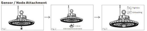 DUALRAYS HB2 DIP 切り替え可能電源および 3CCT UFO LED ハイベイ ライト (昼光しきい値あり)|日光閾値または日光収集を備えたマイクロ波センサー|緊急時オプション