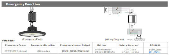 DUALRAYS HB2 DIP 切り替え可能電源および 3CCT UFO LED ハイベイライト 100W 170LPW 工場ホールおよび生産エリアに適用