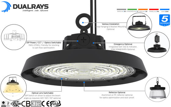 150W HB3 Ecoの作り付けの運転者薄暗くなる1-10V KNXの細い版UFO LEDライト