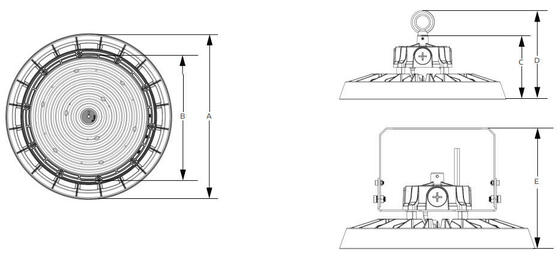 DUALRAYS LIGHTING HB5 産業用 LED ハイベイライト IP66 IK07 高温照明 -40℃ ～ 100℃ 100W 鋼鍛造ワークショップ SMD3535 セラミック LED