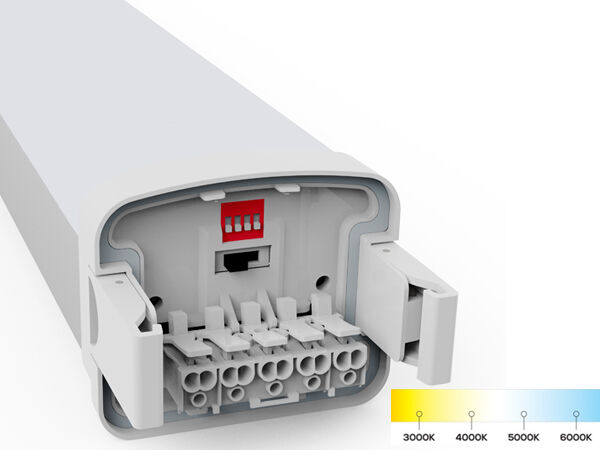 D5 LED 防湿ライト、DIPスイッチによる電力切替、3CCT、3/5*1.5/2.5mm2 配線貫通オプション